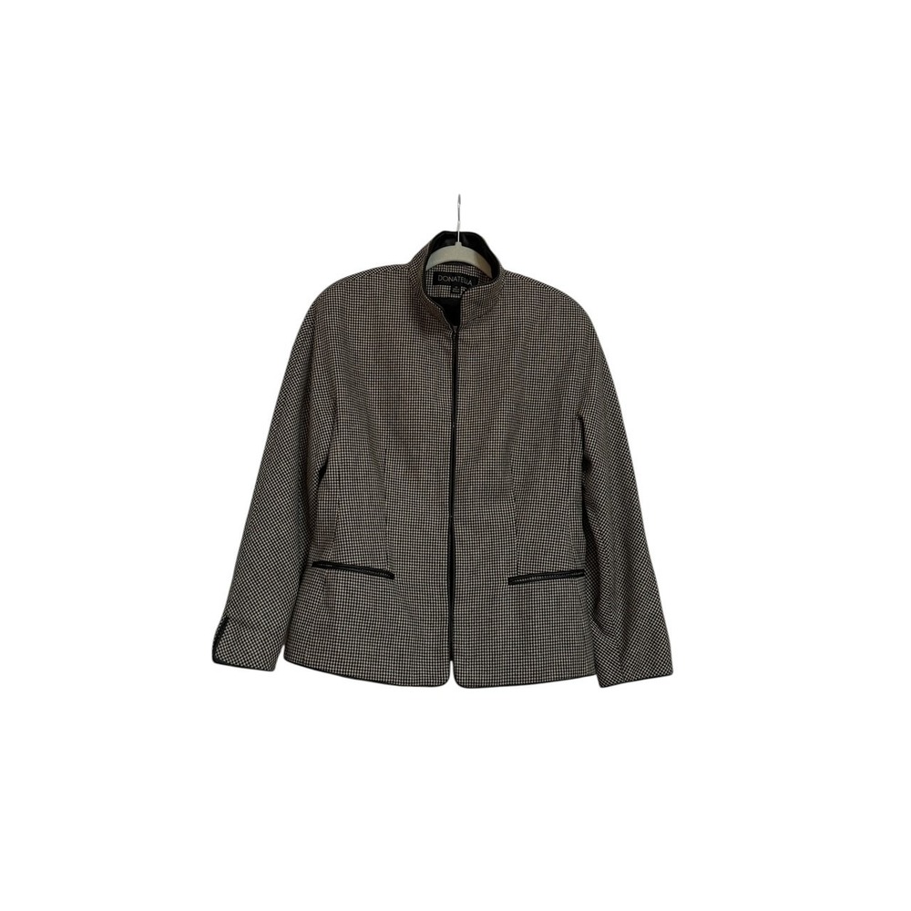 Donatella Houndstooth Lined Collared Jacket Size 12 Belarus